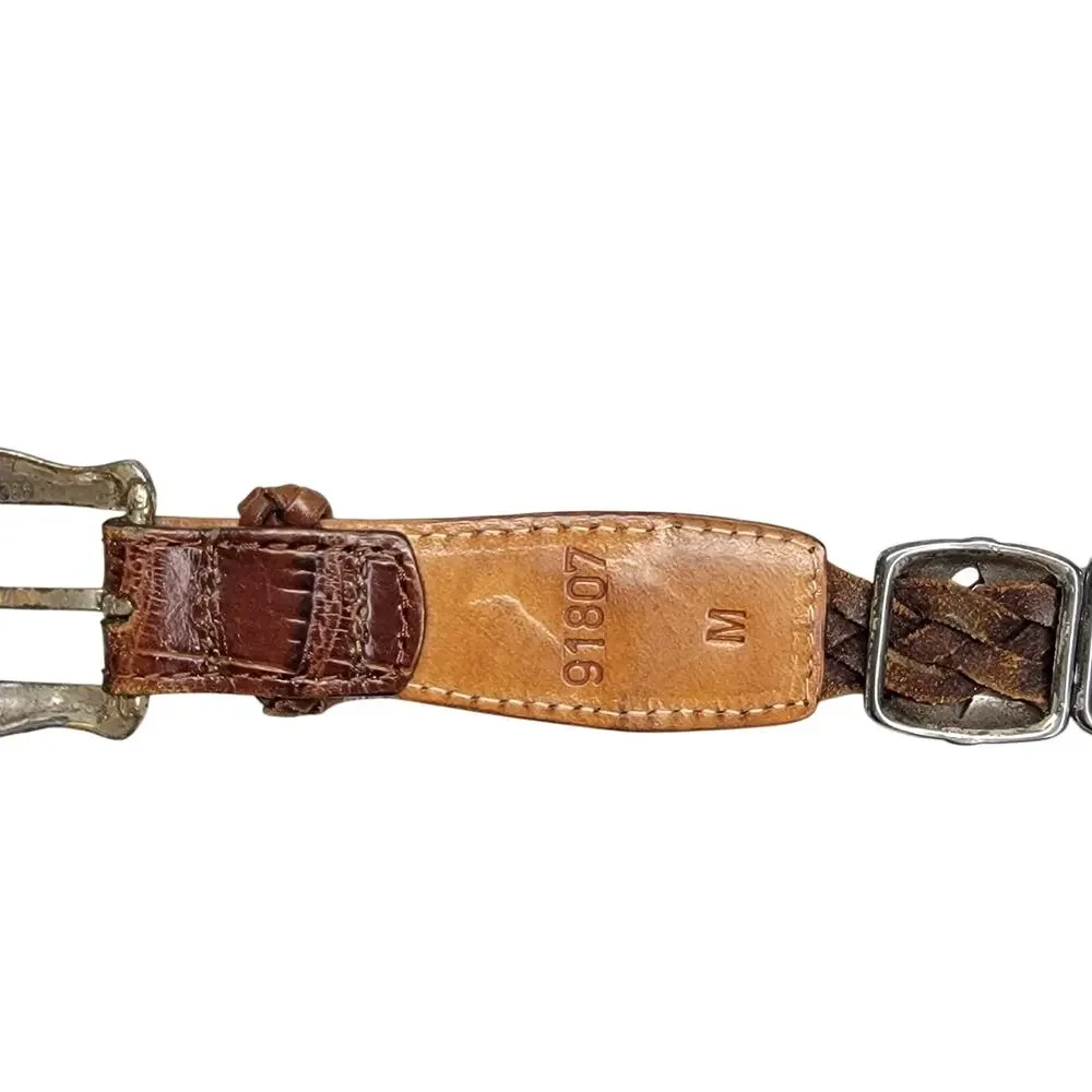 Brighton Vintage 1996 Womens Braided Leather Western Concho Belt Brown Size M
